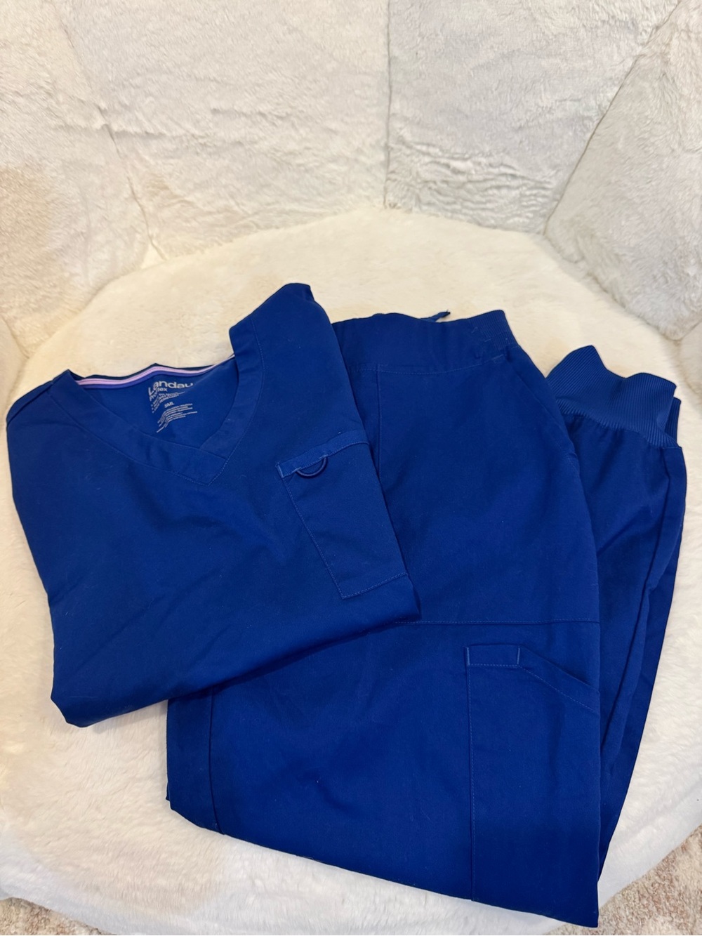Royal Blue Medical Scrub Set - V-Neck Top & Drawstring Pants